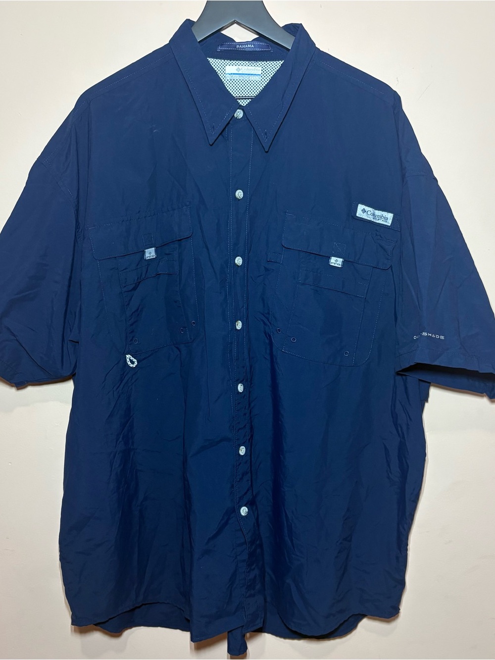 Columbia PFG Bahama 3XT Blue Fishing Shirt Vented Omni Shade